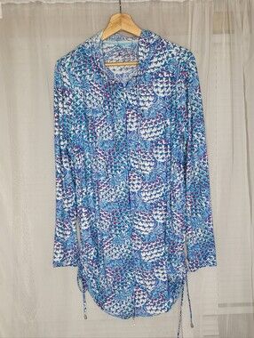 Coolibar WAILEA SWIM COVER-UP Pineapple Medium Hooded Full Zip